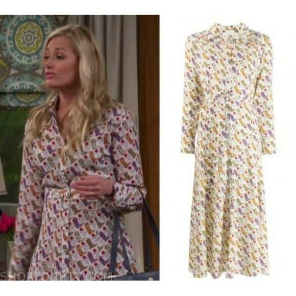 Sandro Cowboy Boot Print Belted Midi Shirt Dress Bootseen Western Cowgirl - Picture 3 of 16